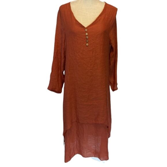 Orange long tiered dress 4X - Picture 1 of 6
